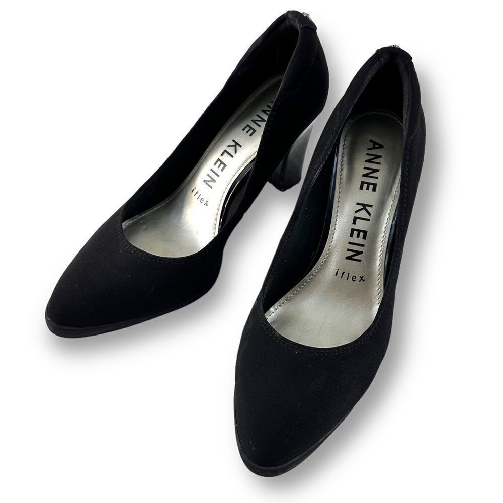 Anne Klein Flex black faux suede‎ heels size 8